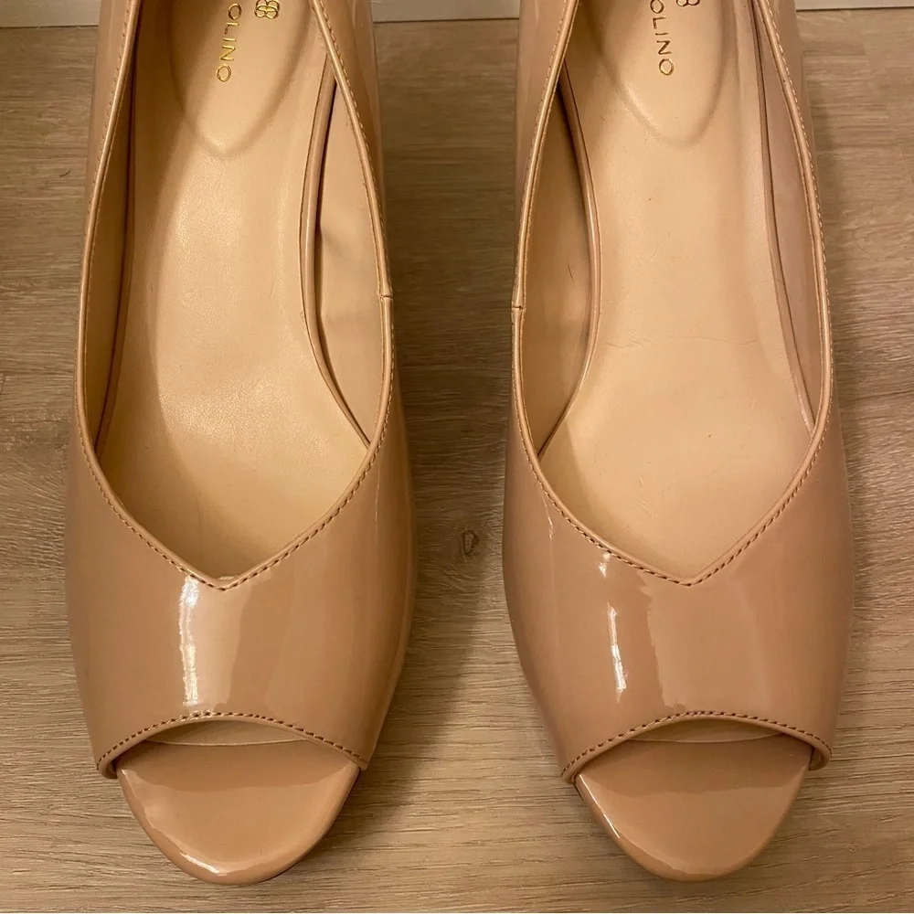 Nude Bandolino Platform Heels Peep Toe Pumps Womens 10